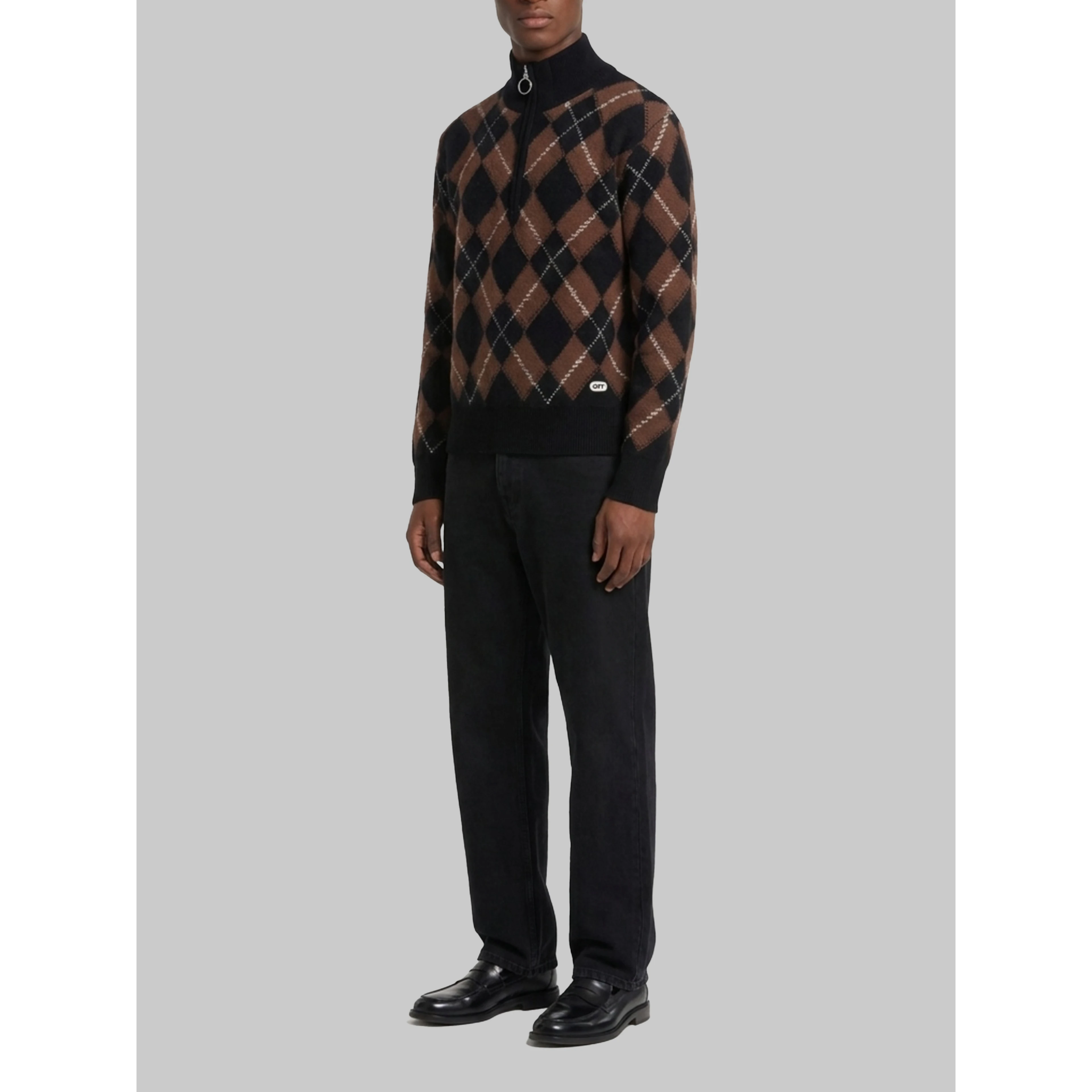 Argyle half zip sweater
