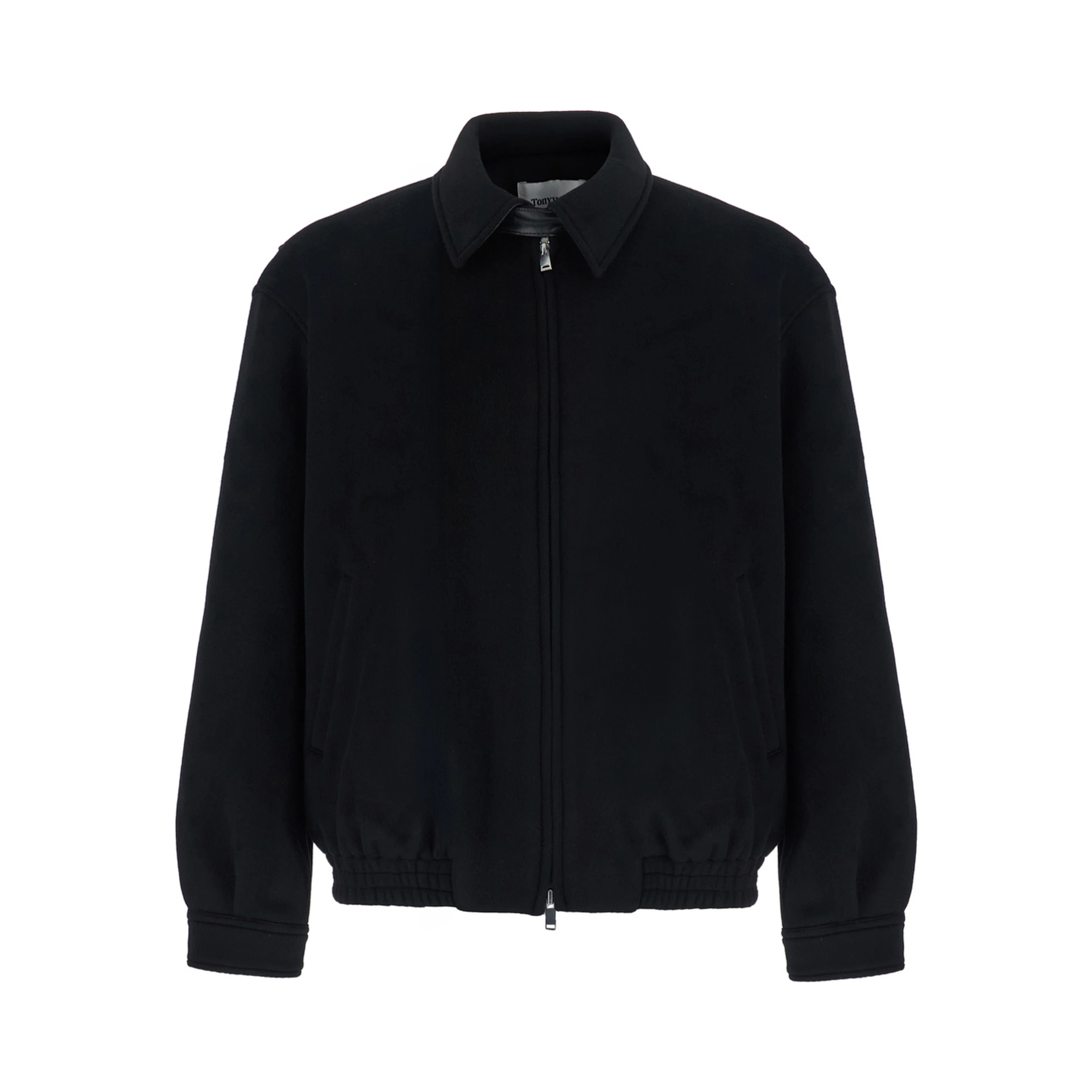 WOOL AND SILK BLOUSON JACKET with collar and long sleeves in Wool and Silk in Black for men