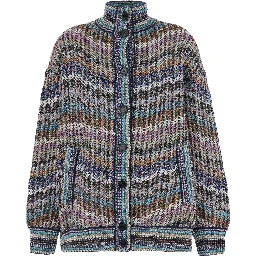 Caperdoni Cardigan with V-neck and long sleeves in multicolored wool for women