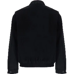 WOOL AND SILK BLOUSON JACKET with collar and long sleeves in Wool and Silk in Black for men