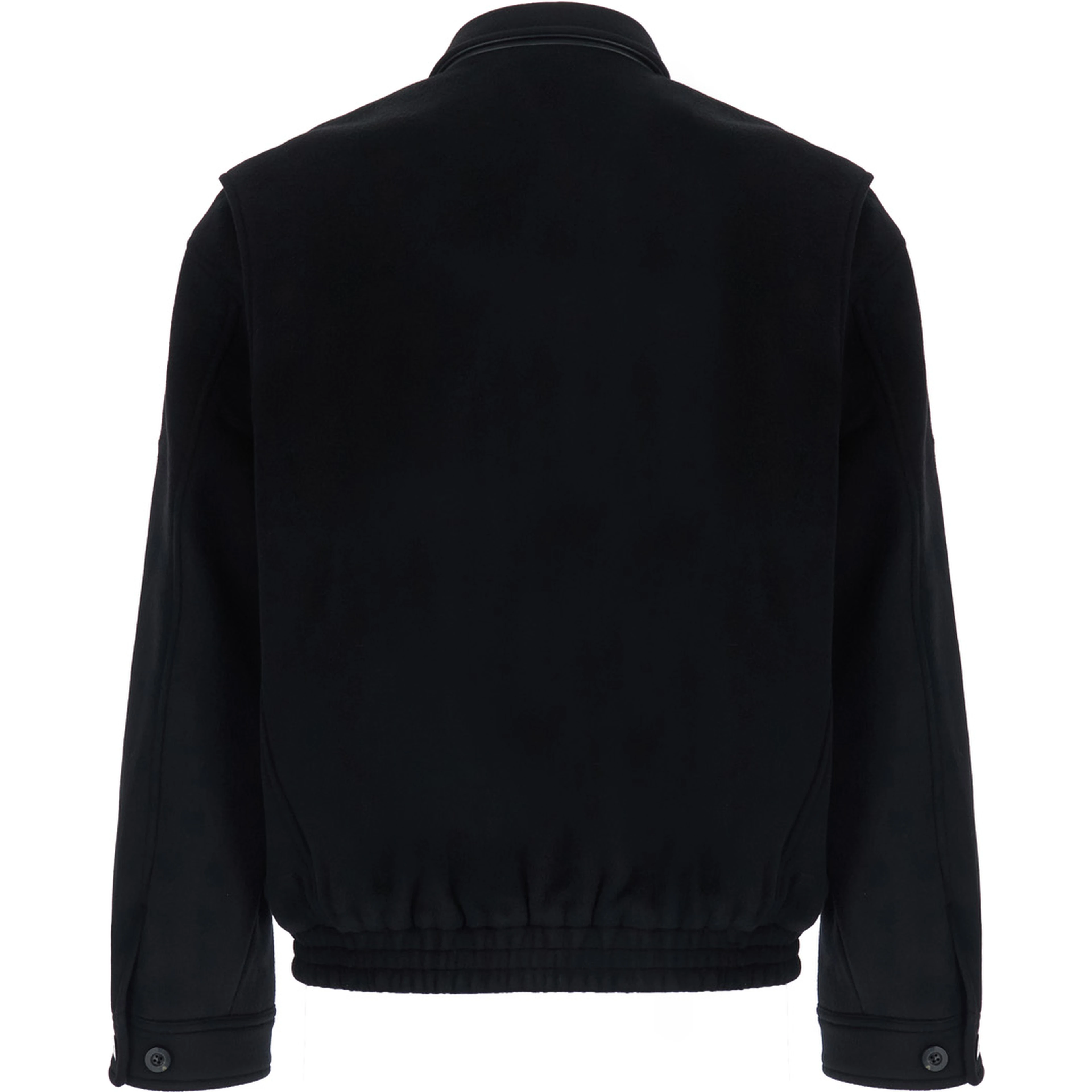 WOOL AND SILK BLOUSON JACKET with collar and long sleeves in Wool and Silk in Black for men