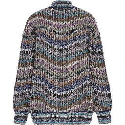 Caperdoni Cardigan with V-neck and long sleeves in multicolored wool for women
