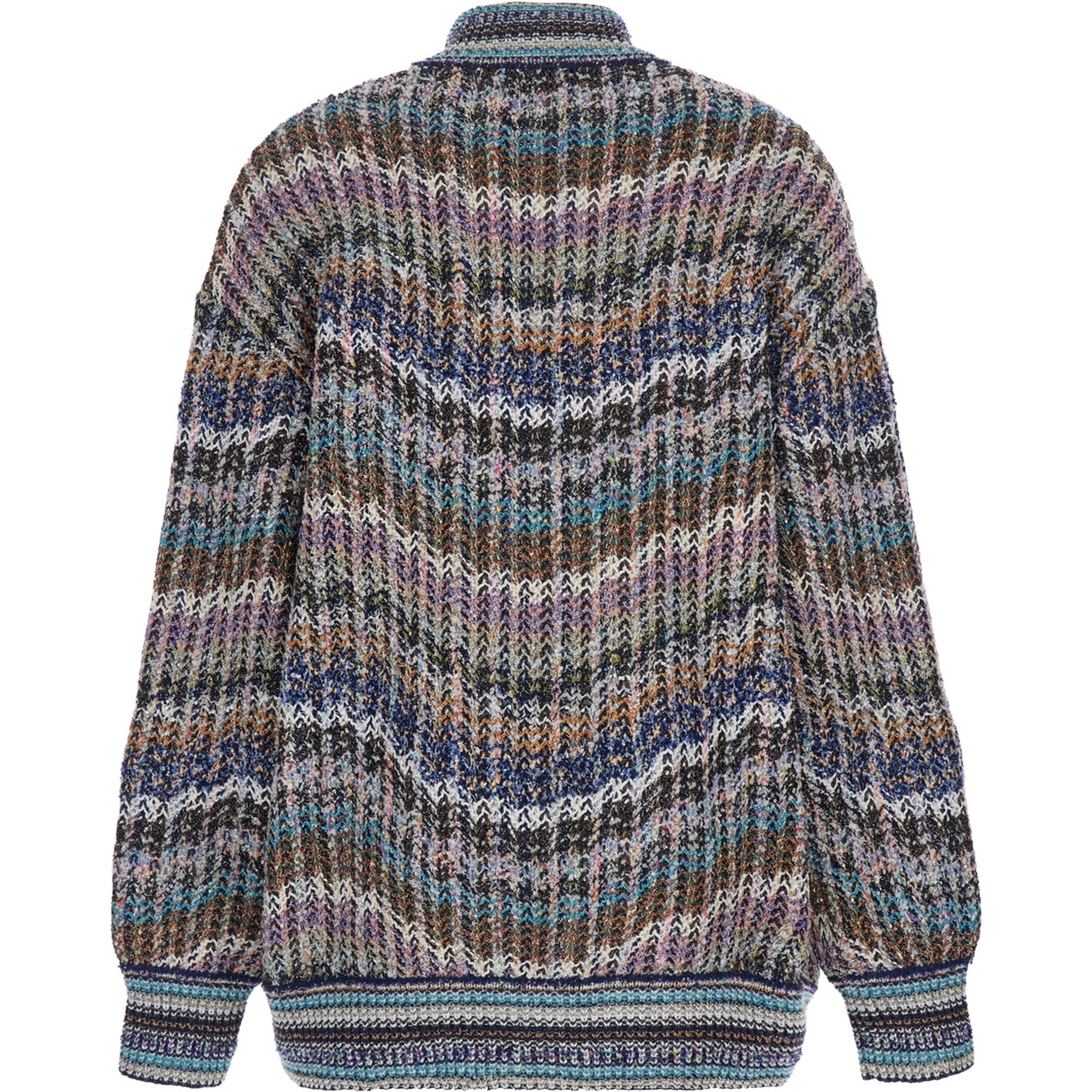 Caperdoni Cardigan with V-neck and long sleeves in multicolored wool for women