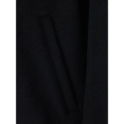 WOOL AND SILK BLOUSON JACKET with collar and long sleeves in Wool and Silk in Black for men