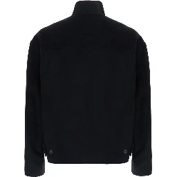 Jacket WOOL AND CASHMERE HANDMADE HARRINGTON with collar and long sleeves in Black for men