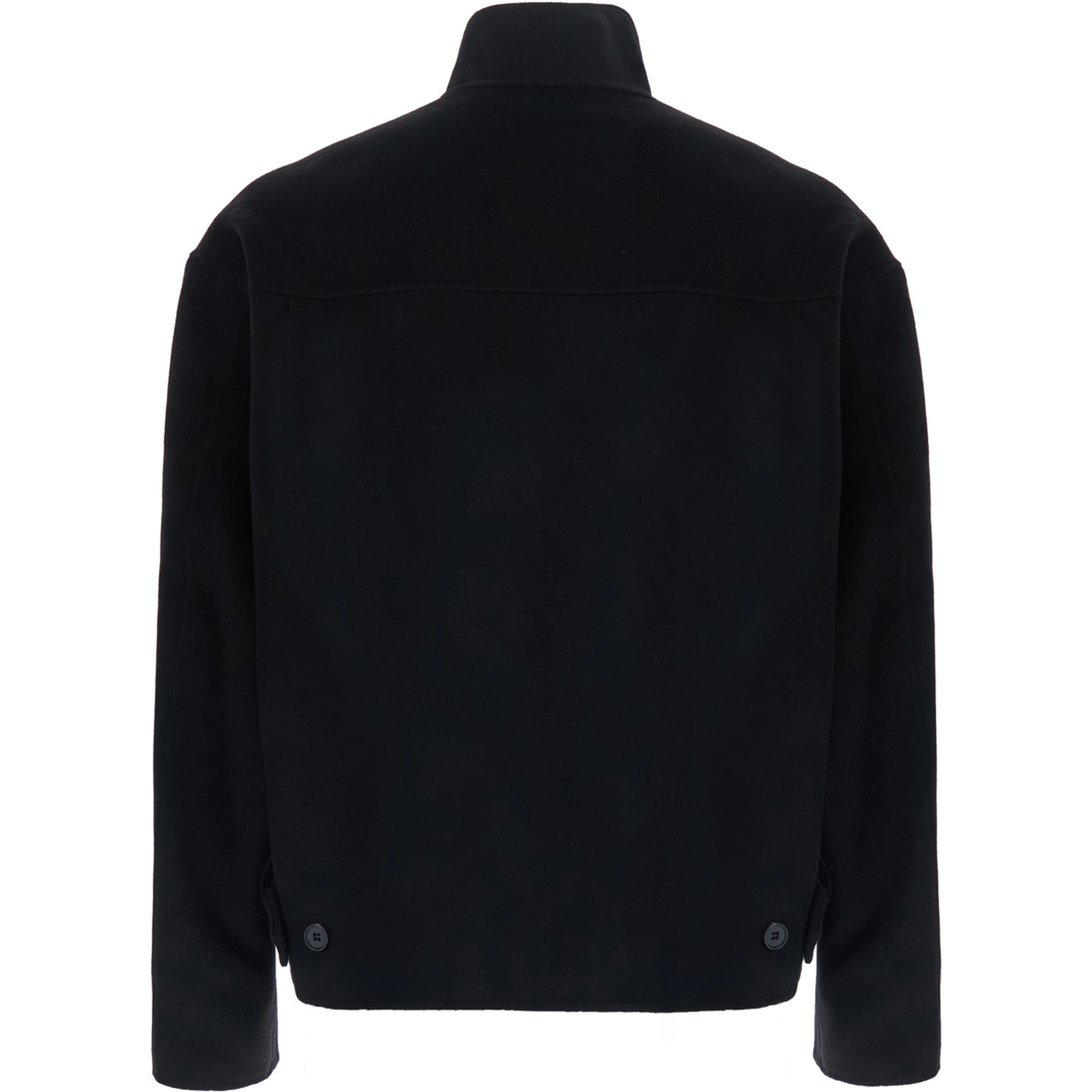 Jacket WOOL AND CASHMERE HANDMADE HARRINGTON with collar and long sleeves in Black for men