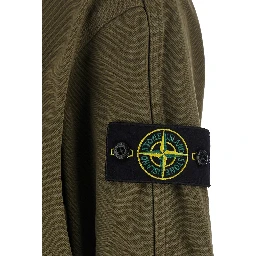 Panama Green Jacket with Fixed Hood and Logo Patch on the Sleeve in Cotton for Men
