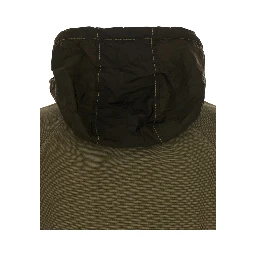 Panama Green Jacket with Fixed Hood and Logo Patch on the Sleeve in Cotton for Men