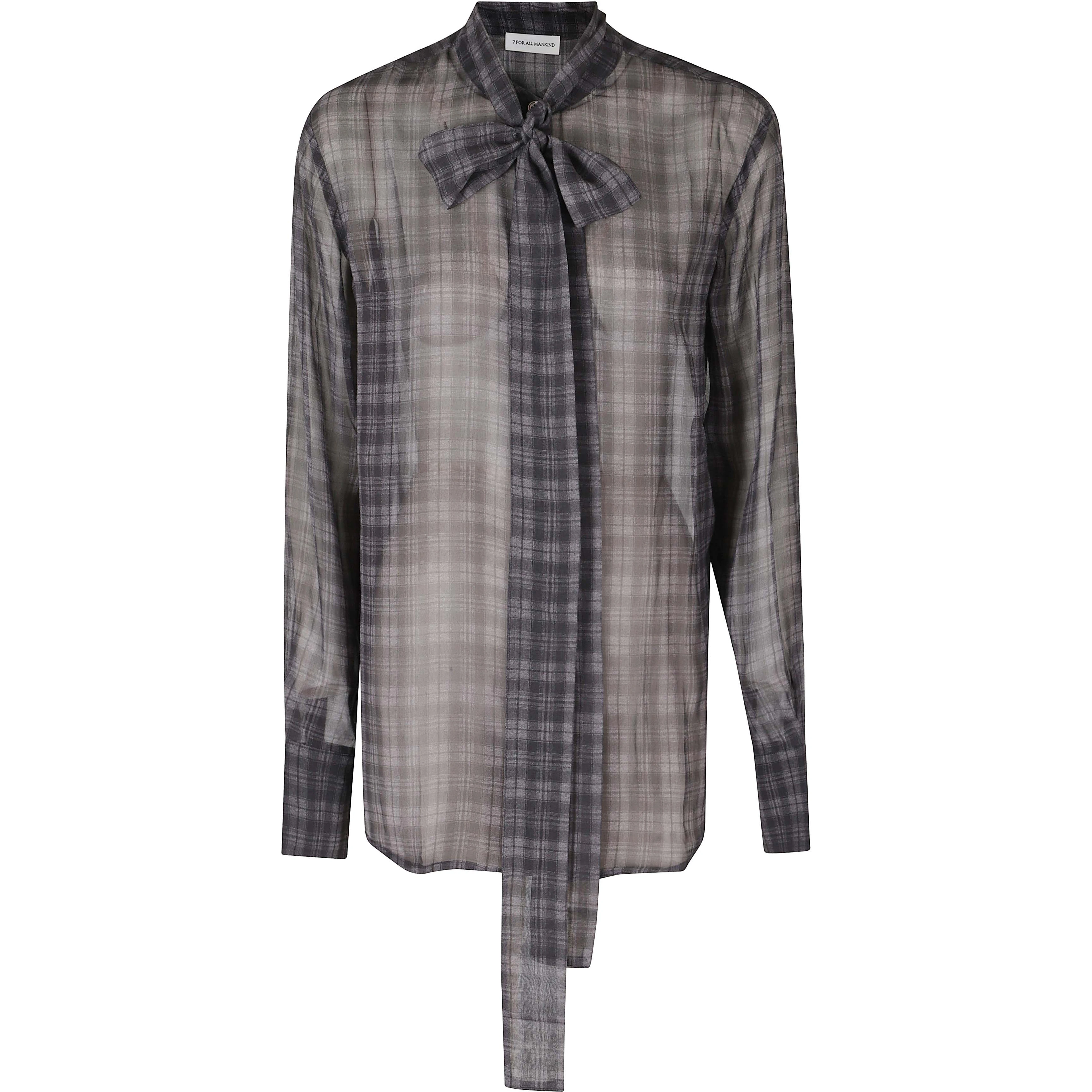LS BOW SHIRT SILK HOUNDSTOOTH