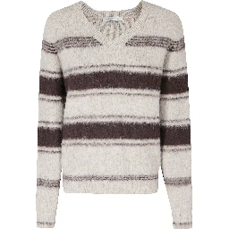 STRIPED FUZZY SWEATER