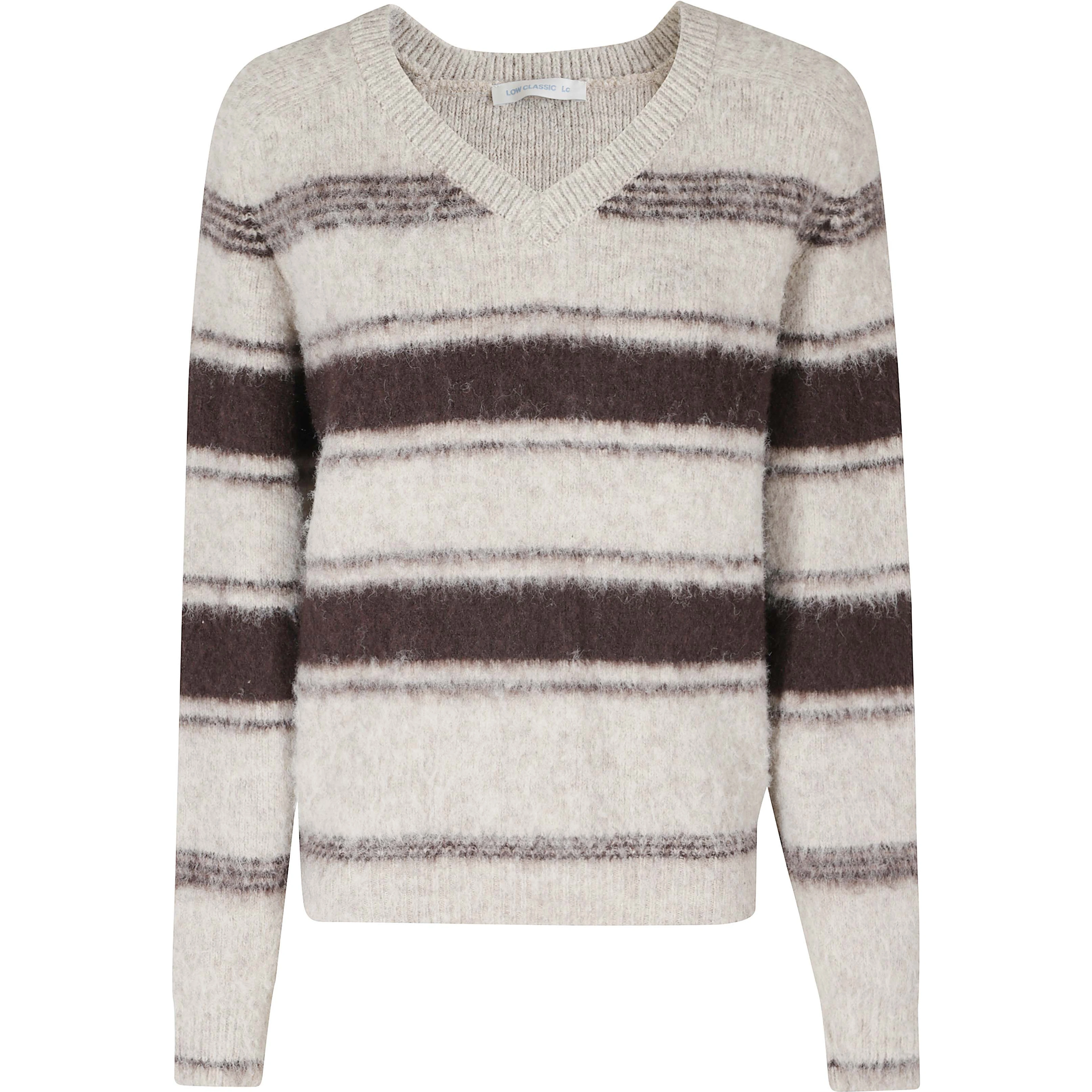 STRIPED FUZZY SWEATER
