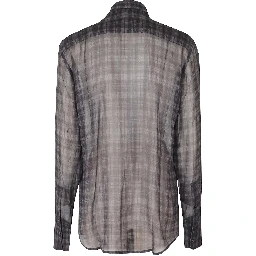 LS BOW SHIRT SILK HOUNDSTOOTH