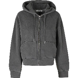 WASHED COTTON ZIP UP HOODIE