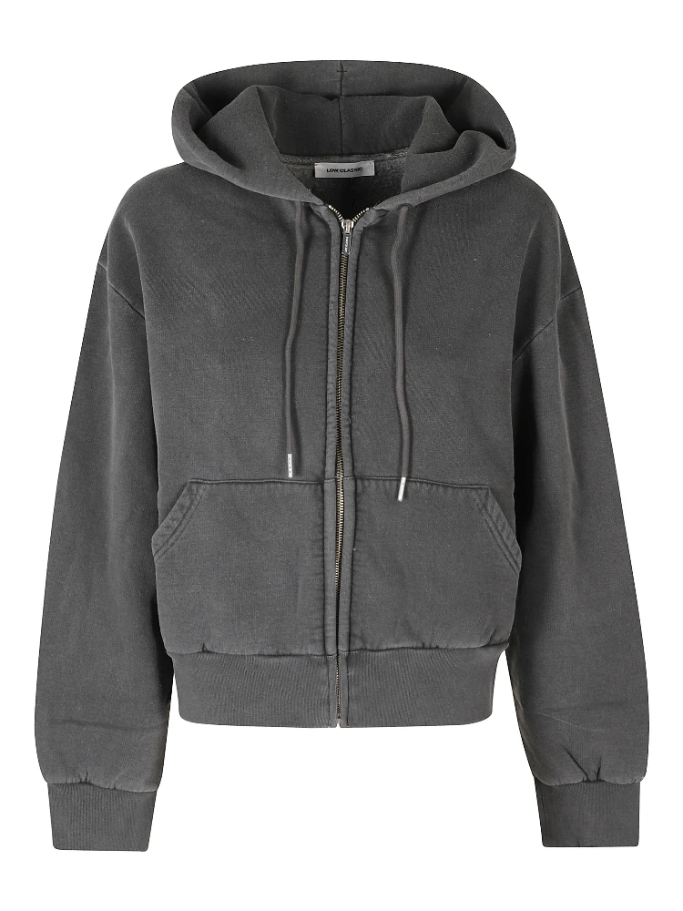 WASHED COTTON ZIP UP HOODIE