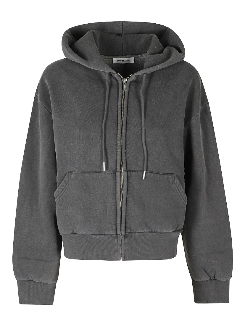 WASHED COTTON ZIP UP HOODIE