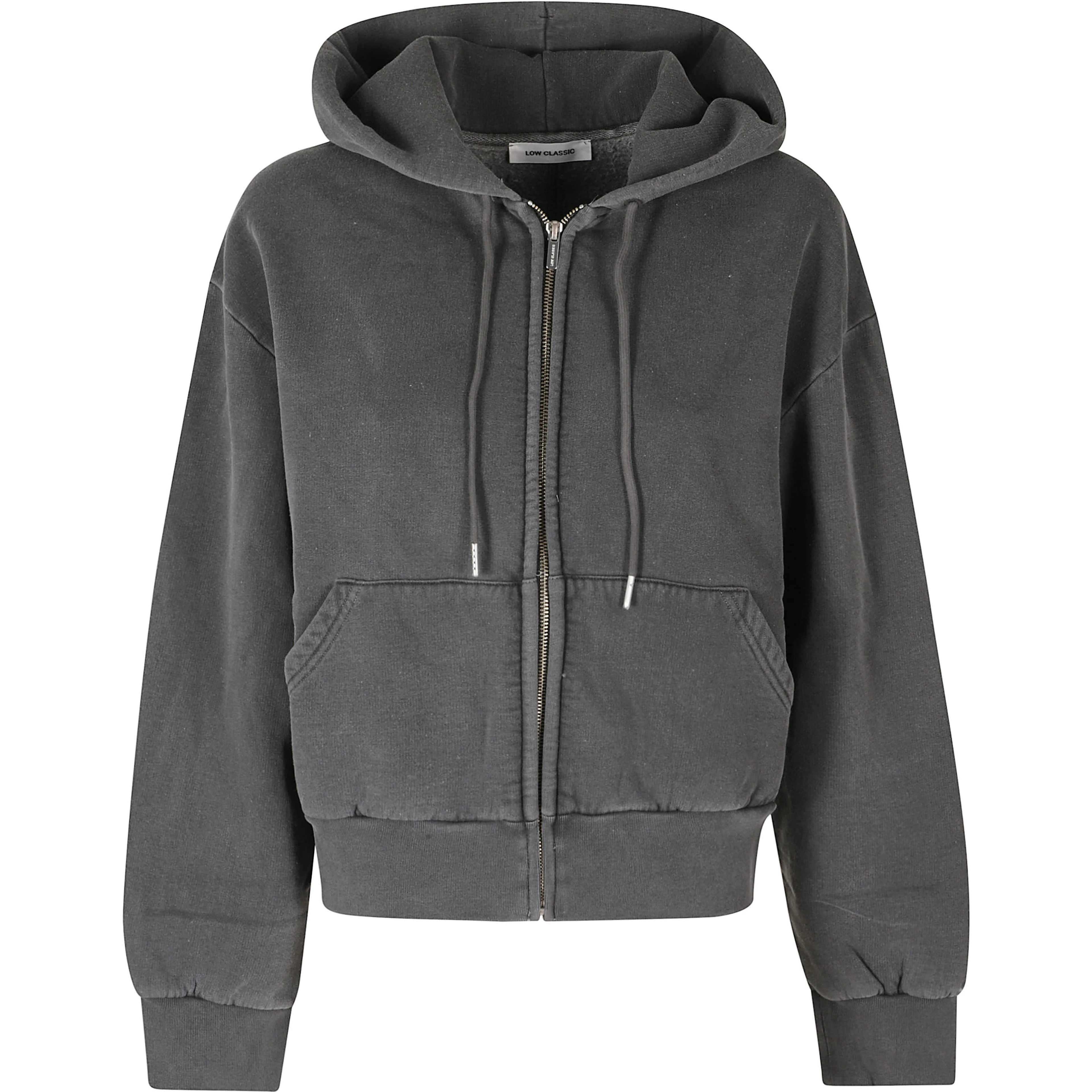 WASHED COTTON ZIP UP HOODIE