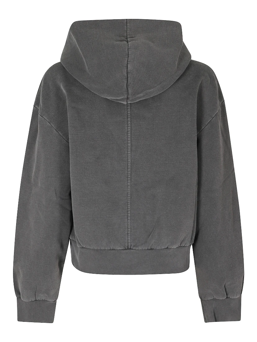 WASHED COTTON ZIP UP HOODIE