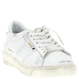White Cowhide Low Top Sneakers