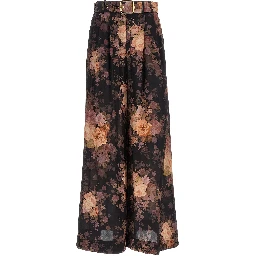 Multicolor Silk Casual Pants