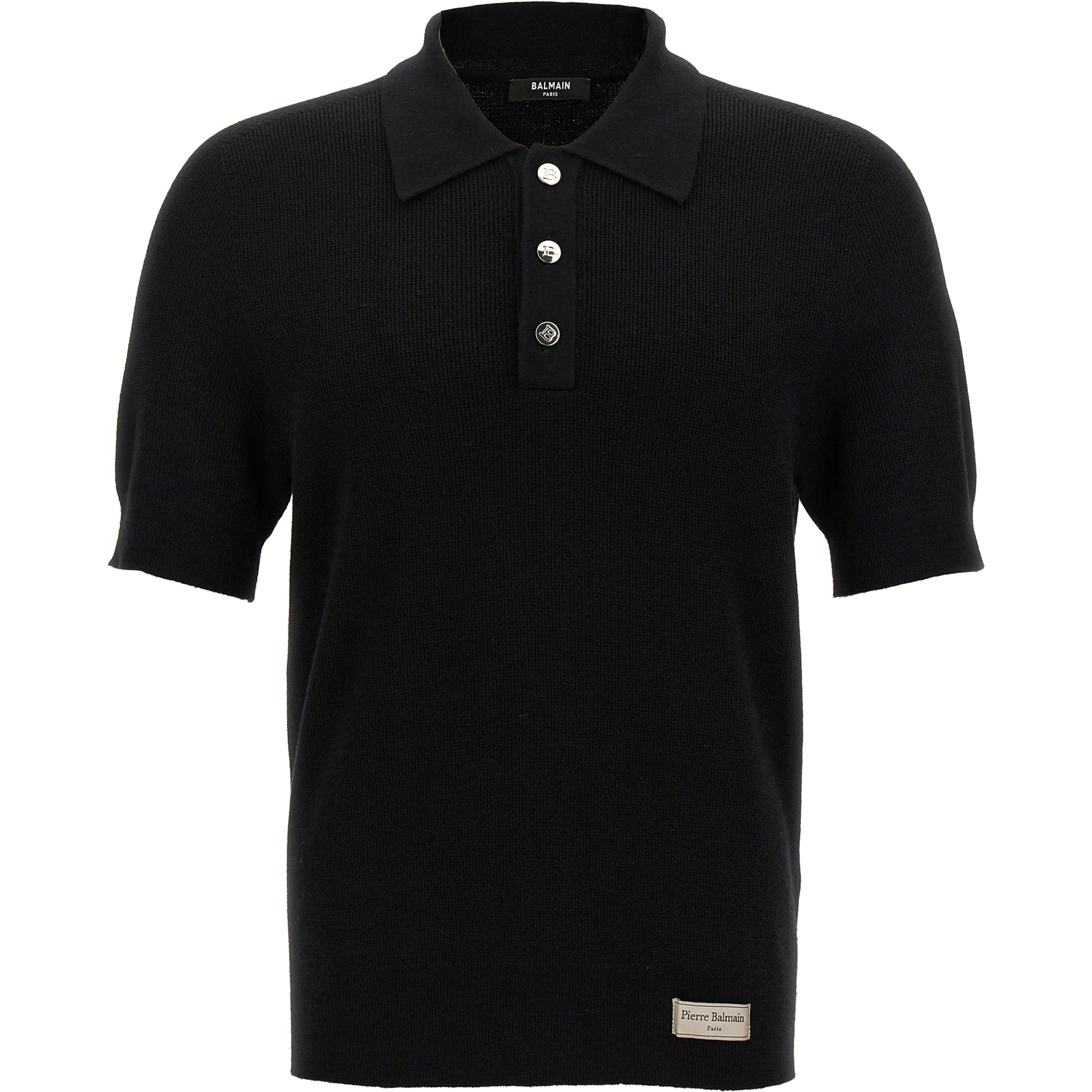 Black Merino Wool Polo Shirt