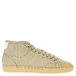 Beige Cotton High Top Sneakers