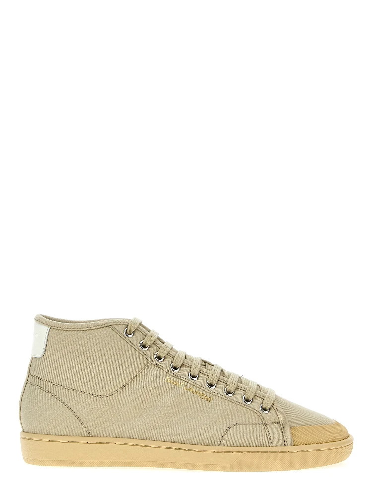 Beige Cotton High Top Sneakers