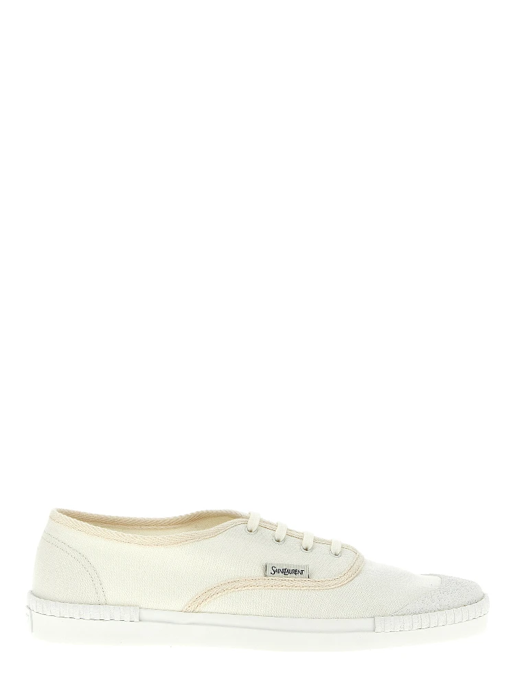 White Cotton Low Top Sneakers
