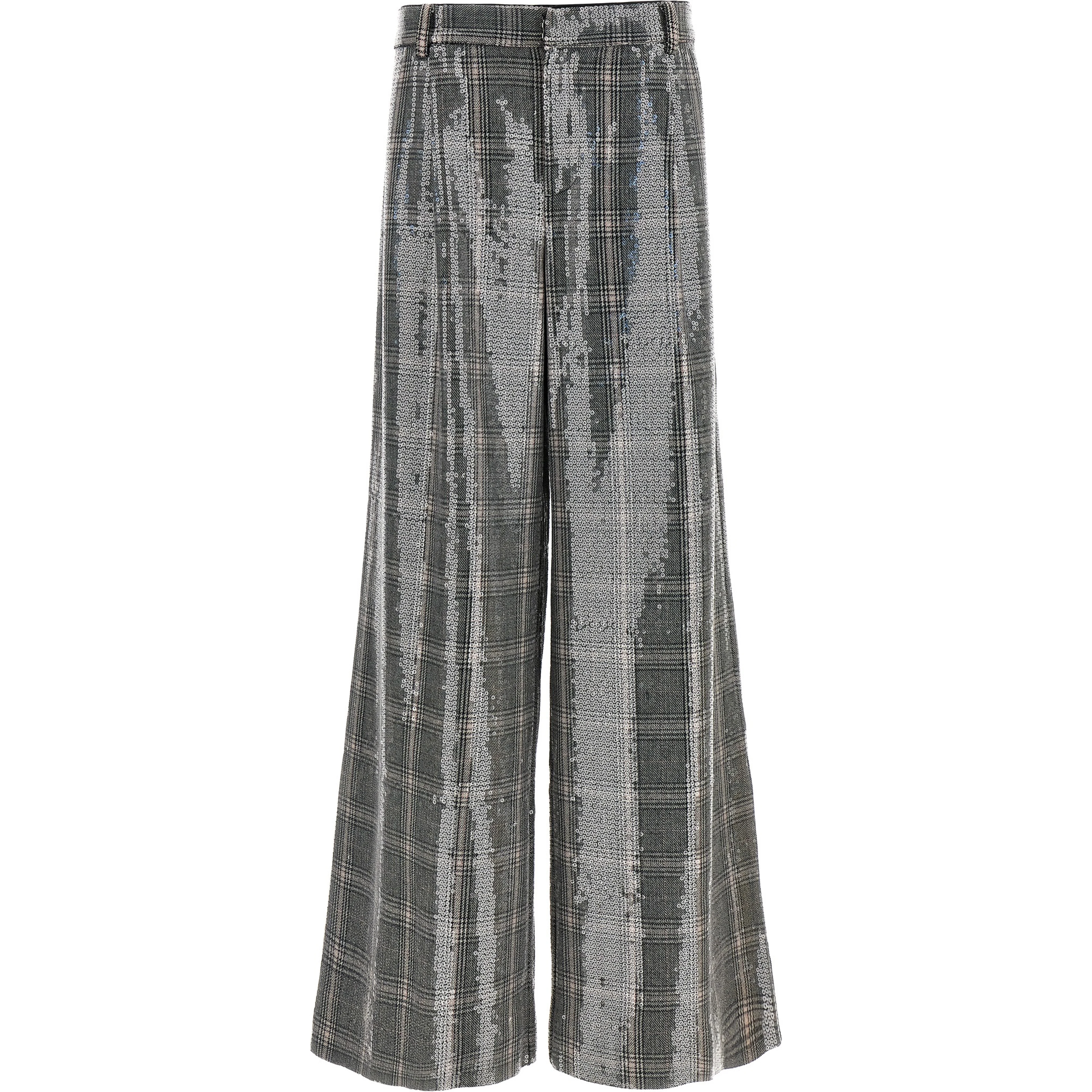 Gray Polyester Casual Pants