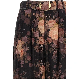 Multicolor Silk Casual Pants
