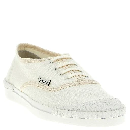 White Cotton Low Top Sneakers