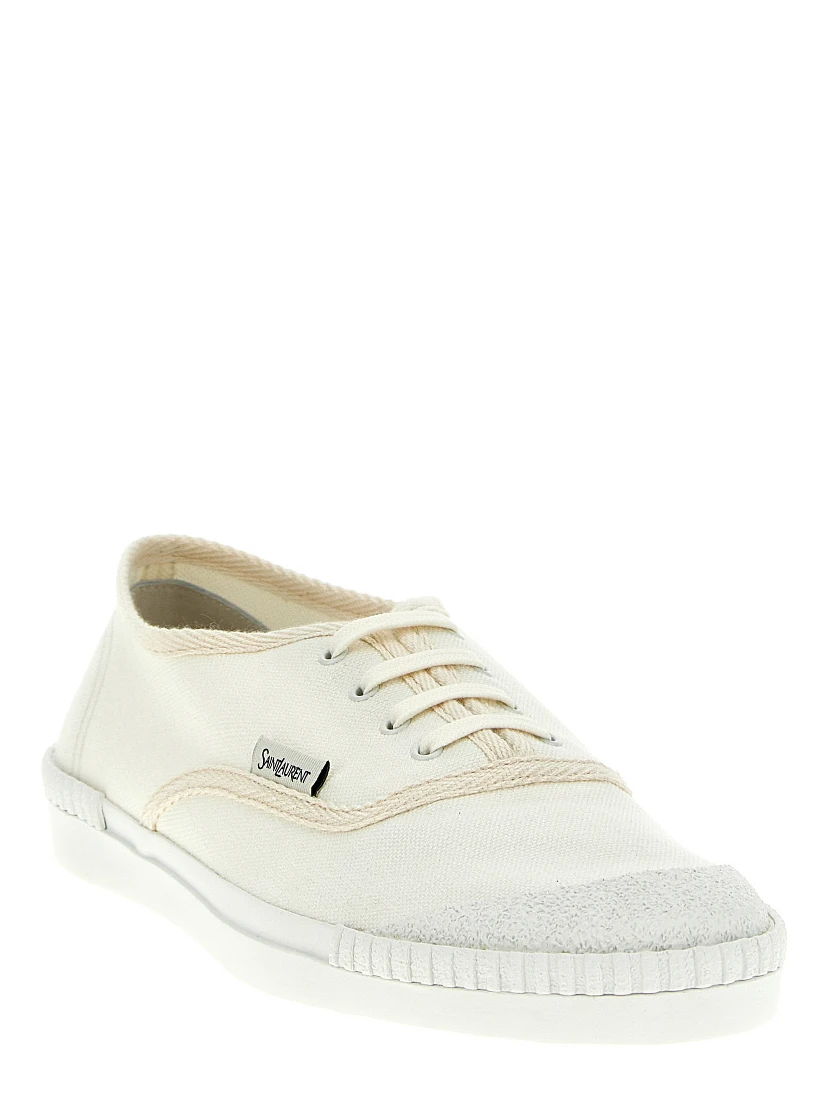 White Cotton Low Top Sneakers