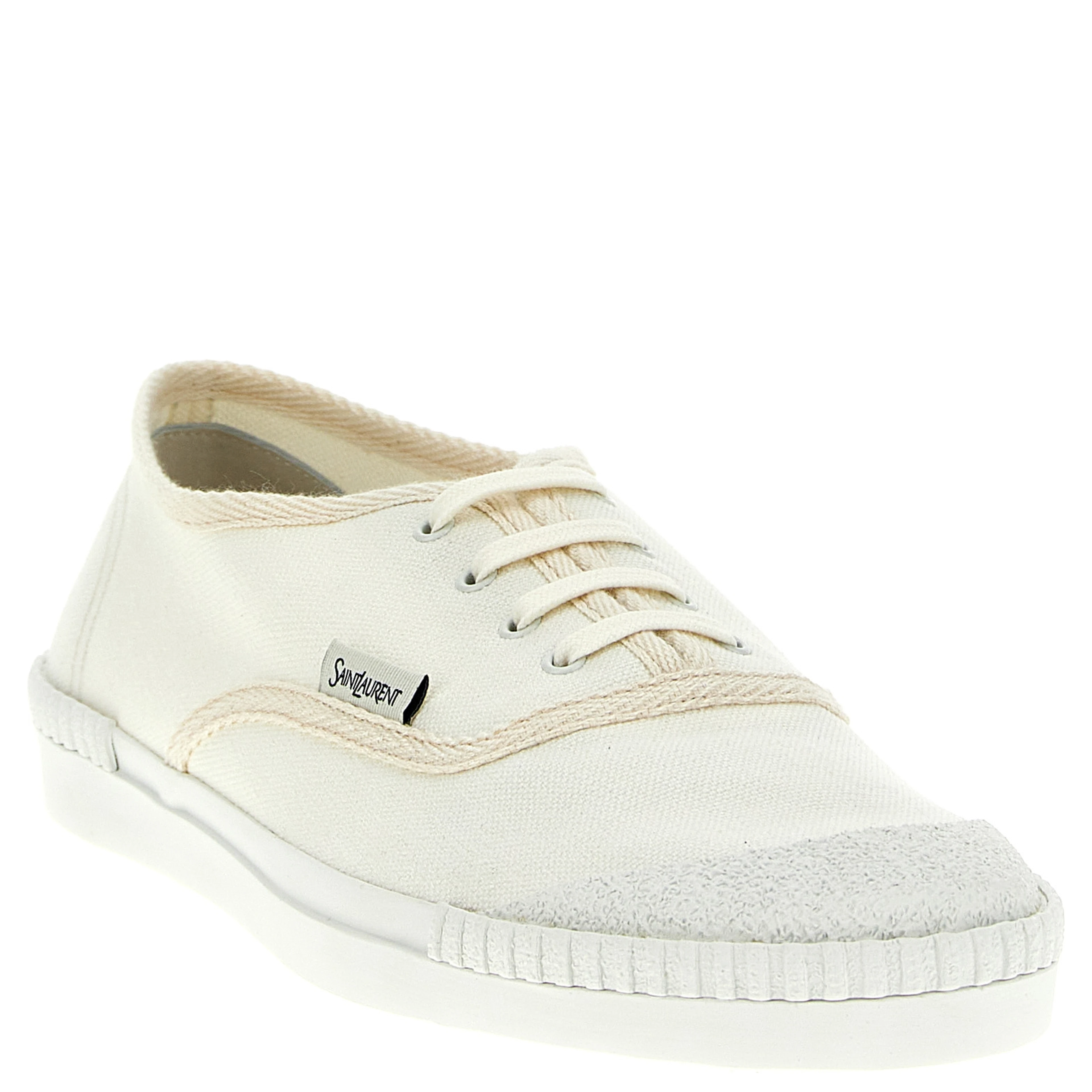 White Cotton Low Top Sneakers