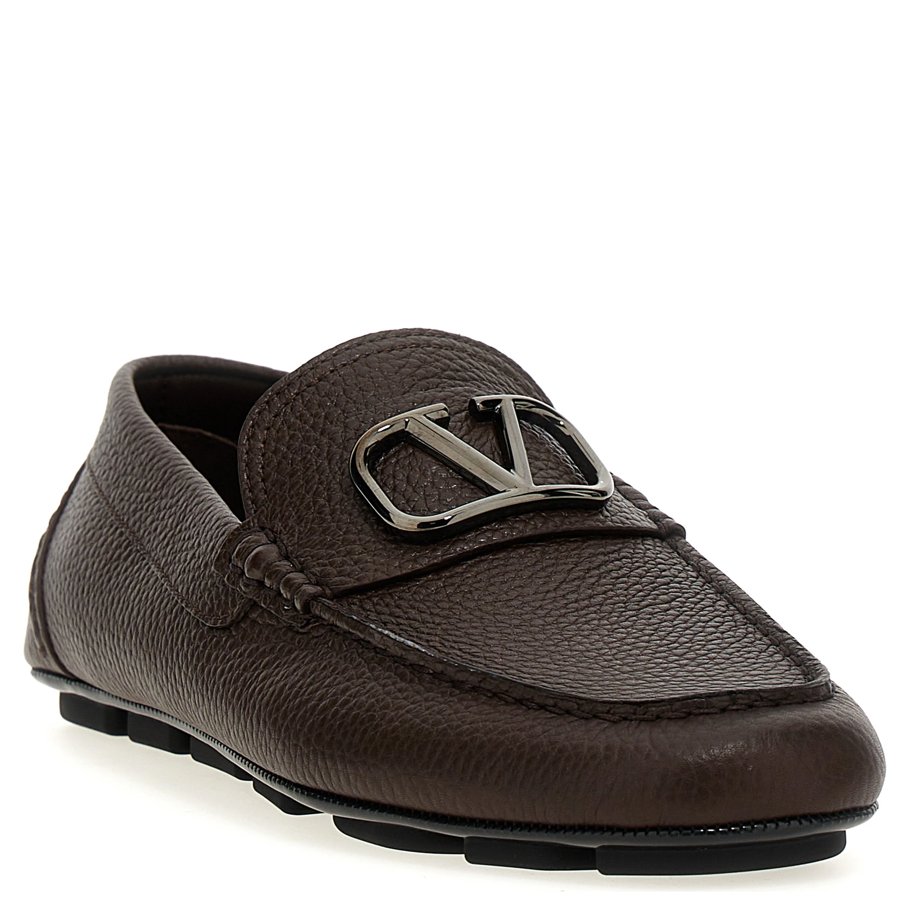 Brown Calfskin Slip-On Loafers
