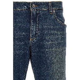 Blue Cotton Straight-Leg Jeans