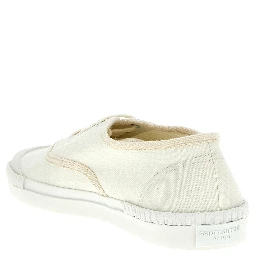White Cotton Low Top Sneakers