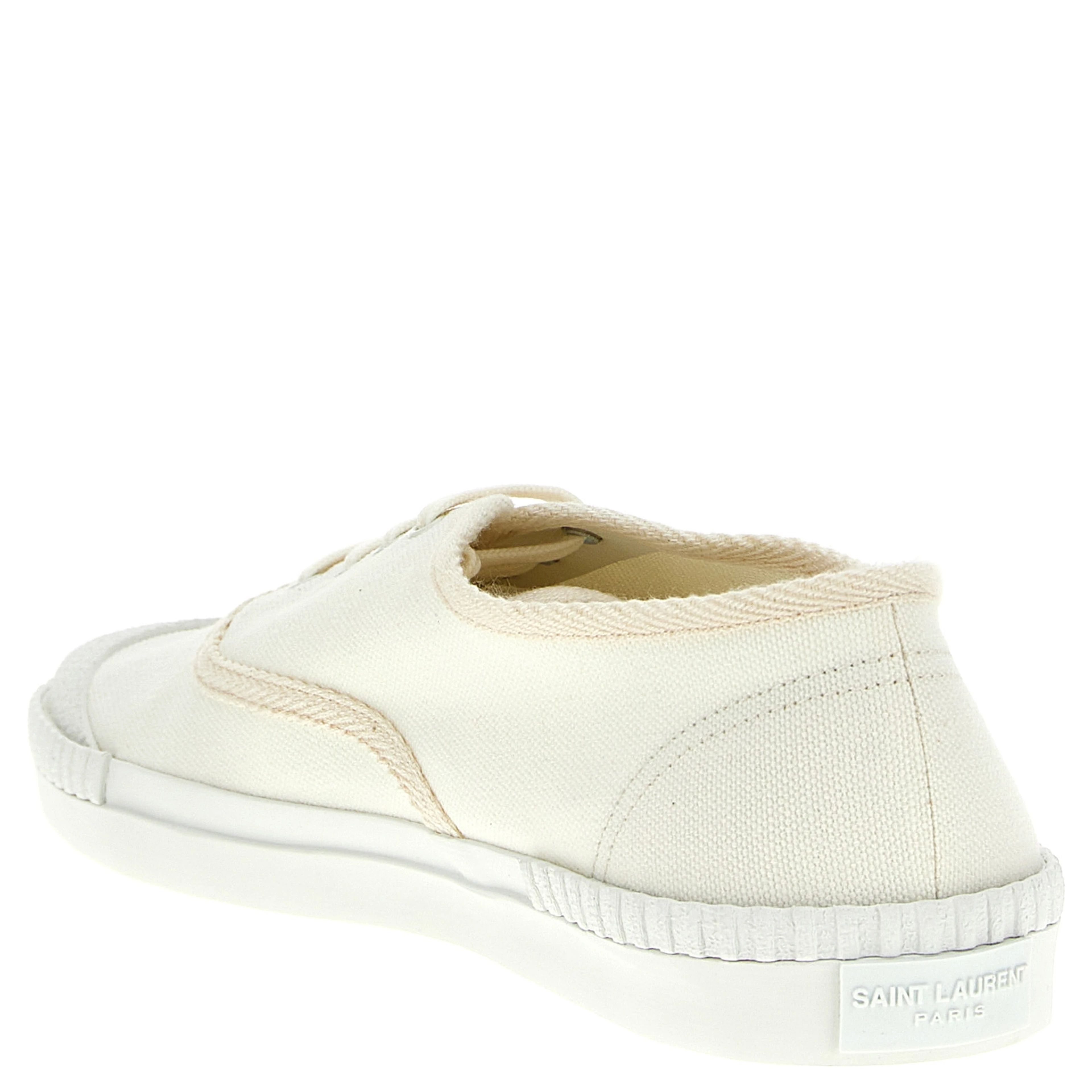 White Cotton Low Top Sneakers