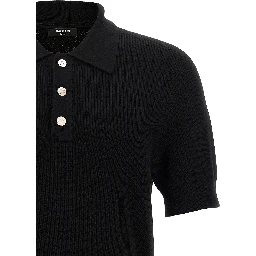 Black Merino Wool Polo Shirt