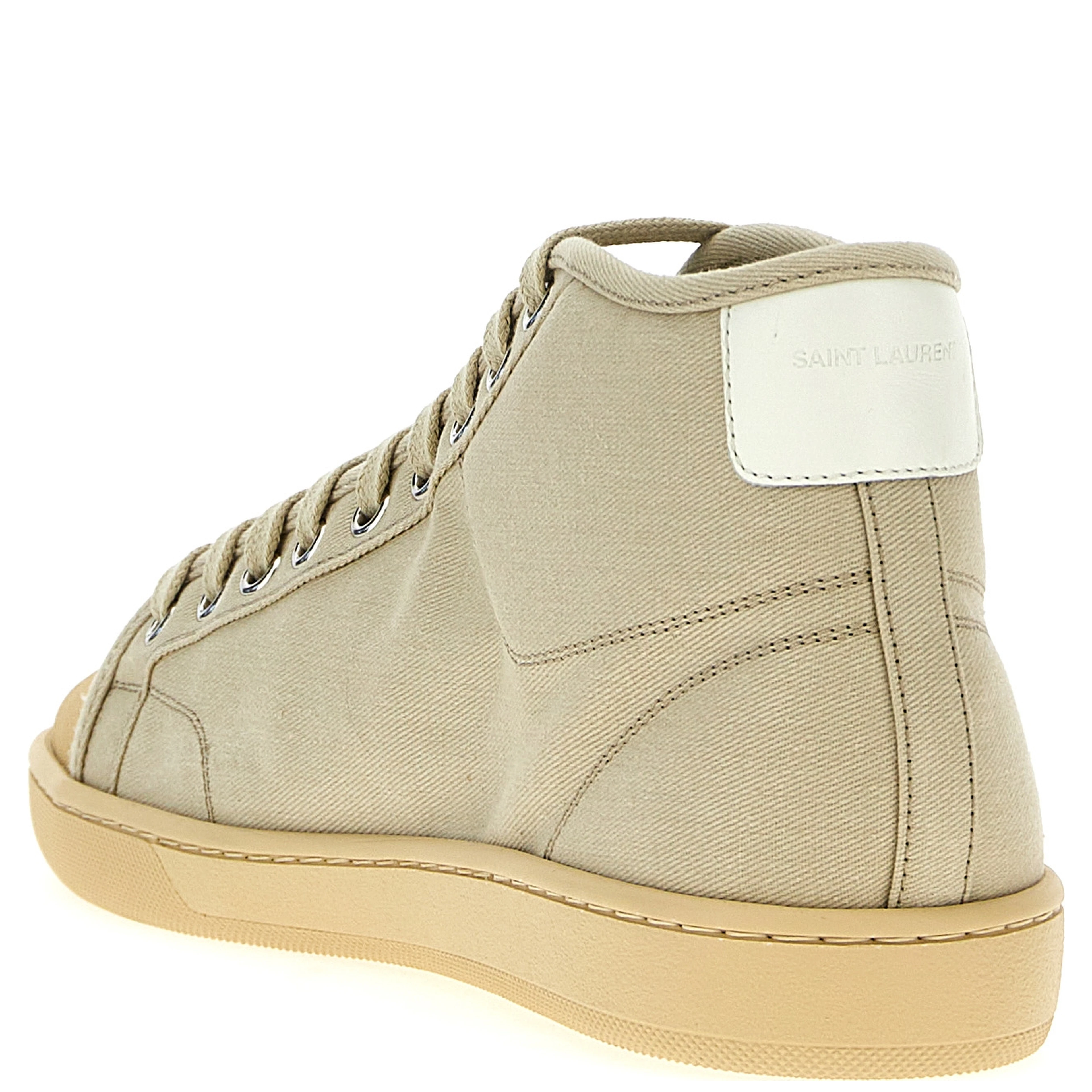 Beige Cotton High Top Sneakers