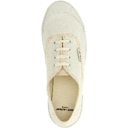 White Cotton Low Top Sneakers