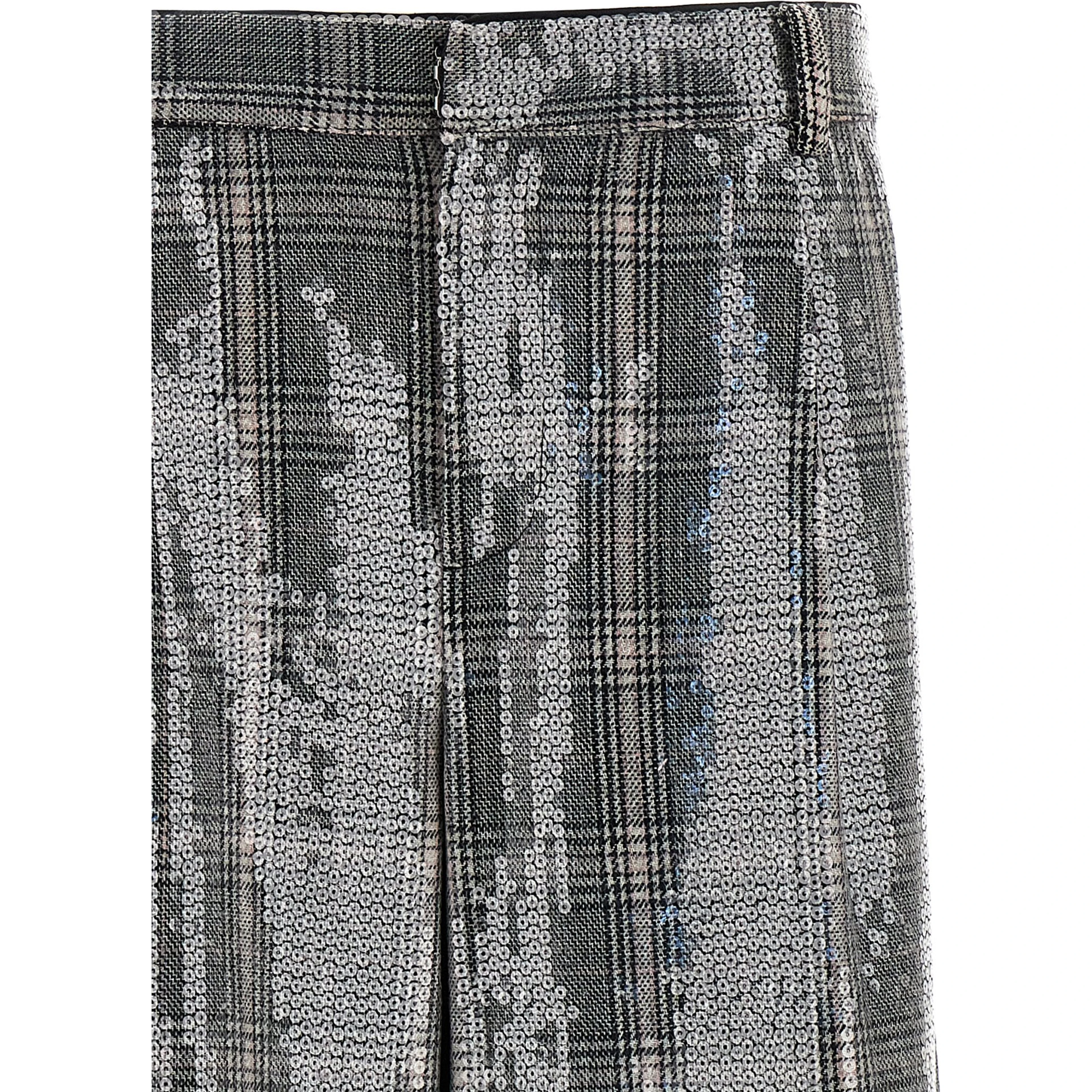Gray Polyester Casual Pants