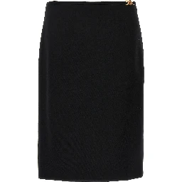 Black Virgin Wool Midi Skirt