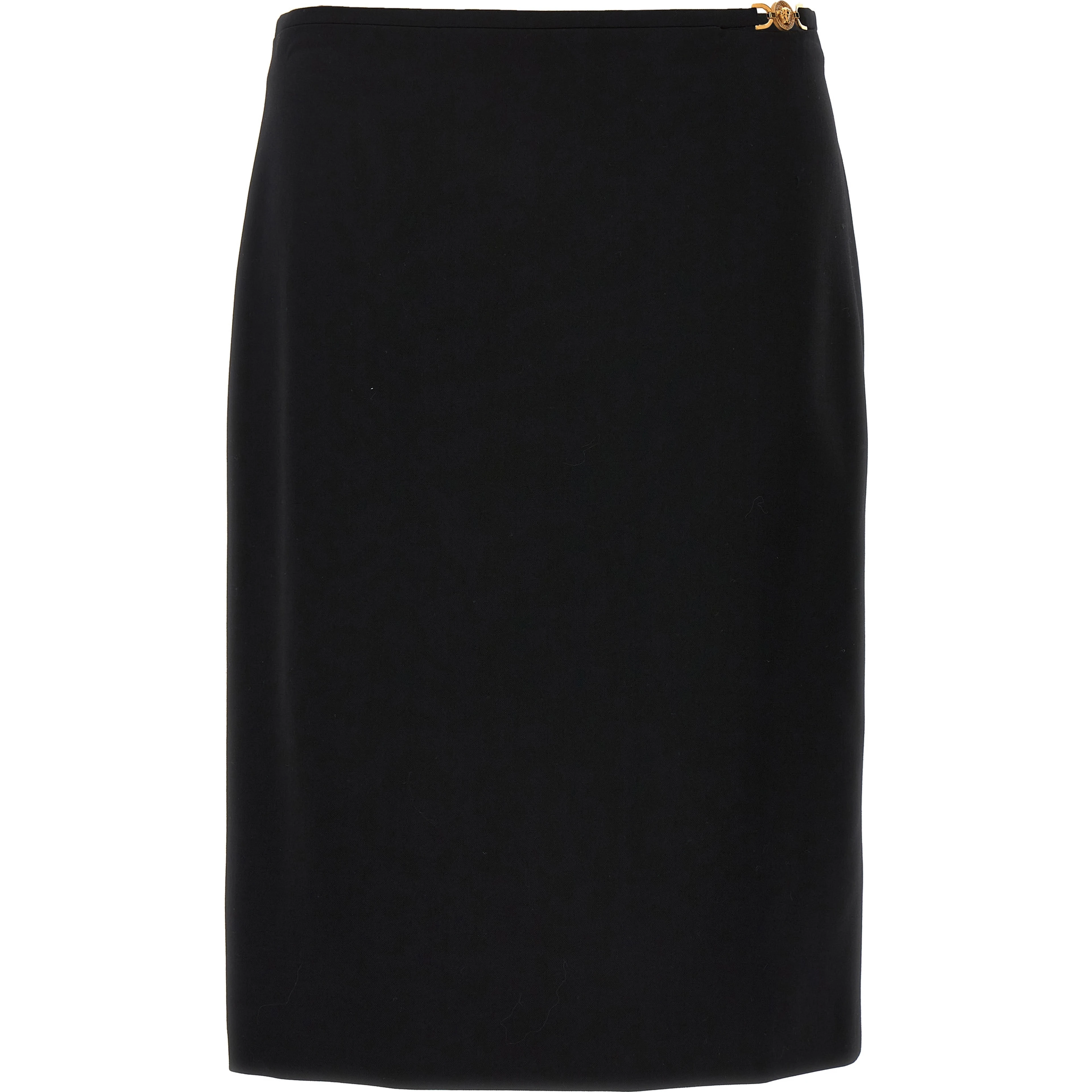 Black Virgin Wool Midi Skirt