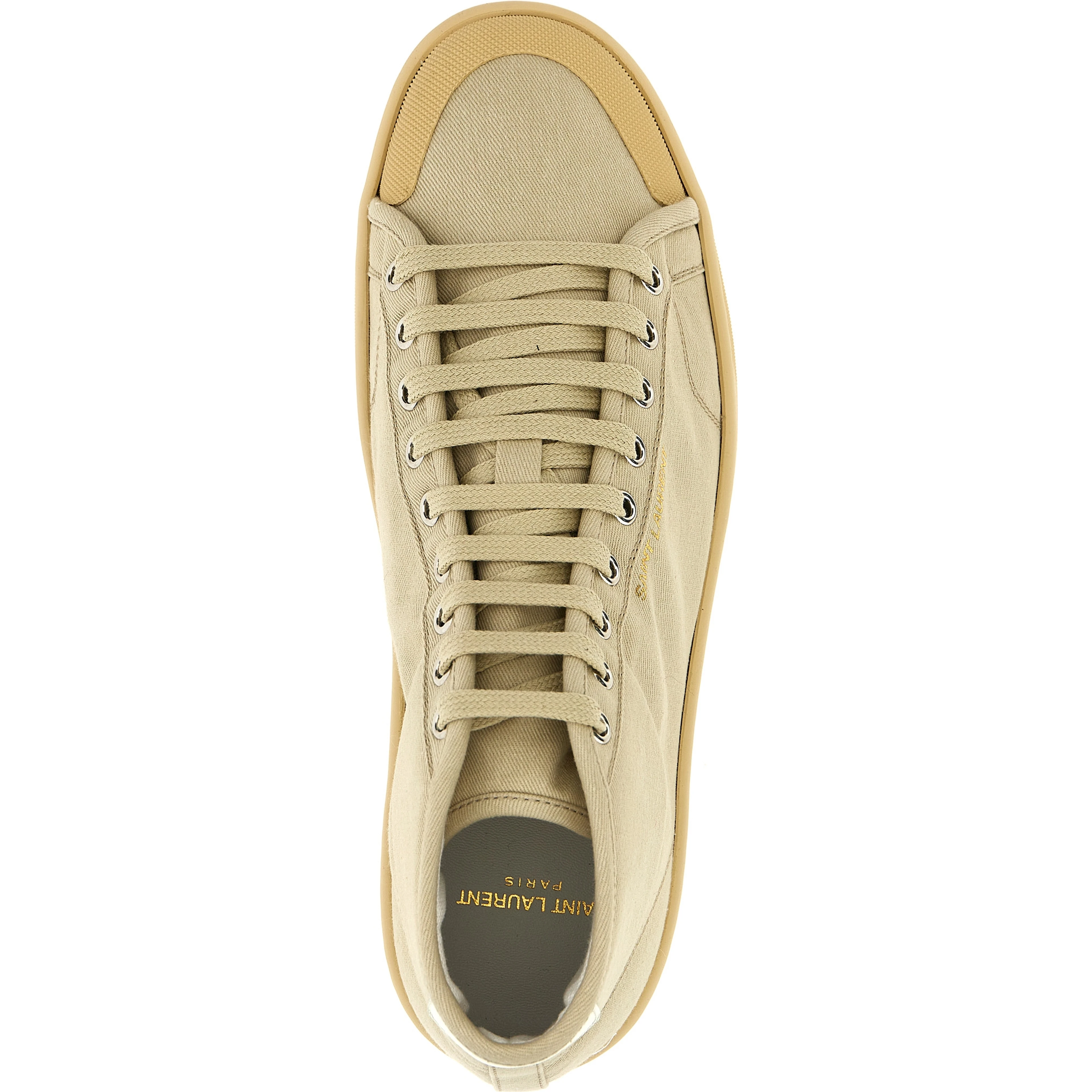 Beige Cotton High Top Sneakers