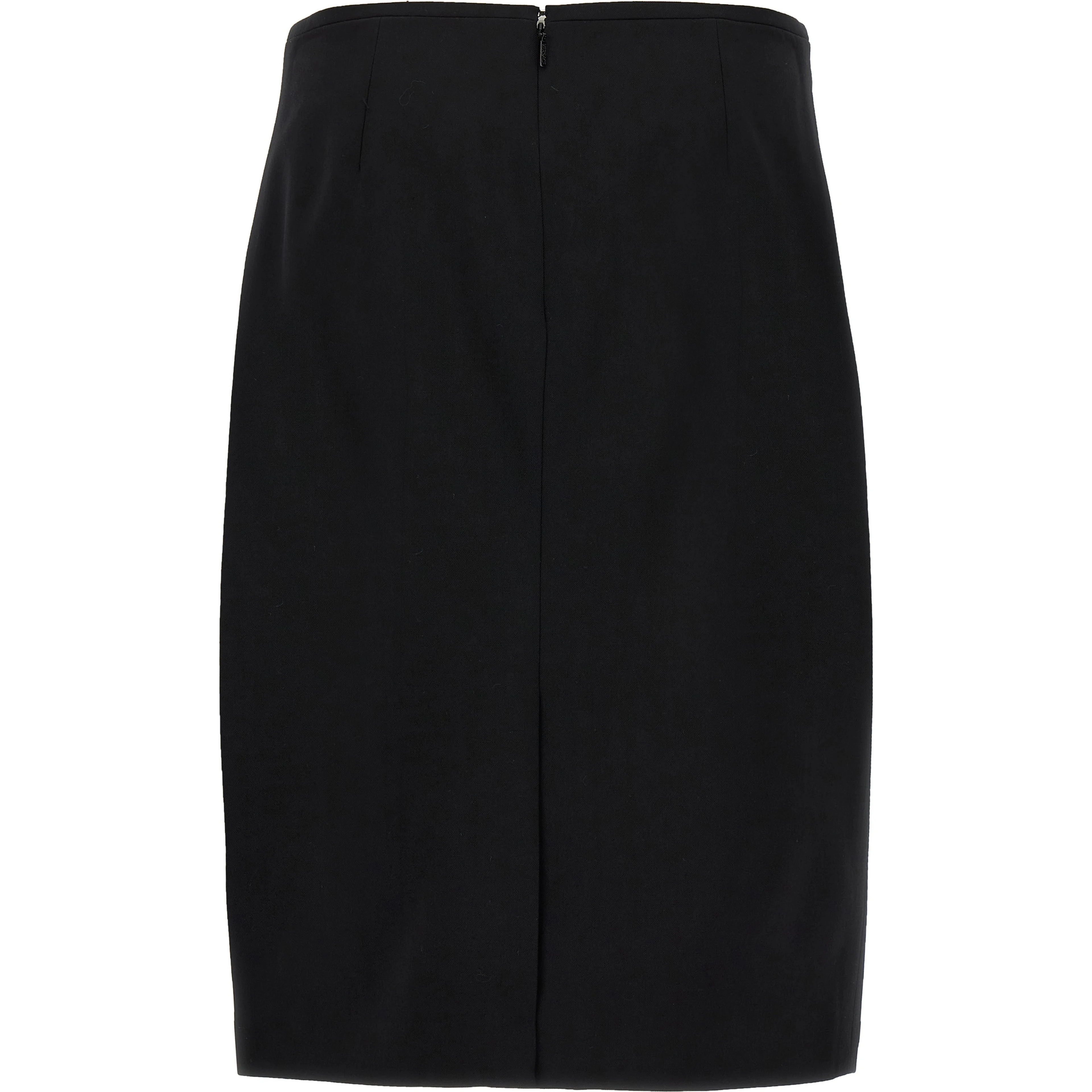 Black Virgin Wool Midi Skirt