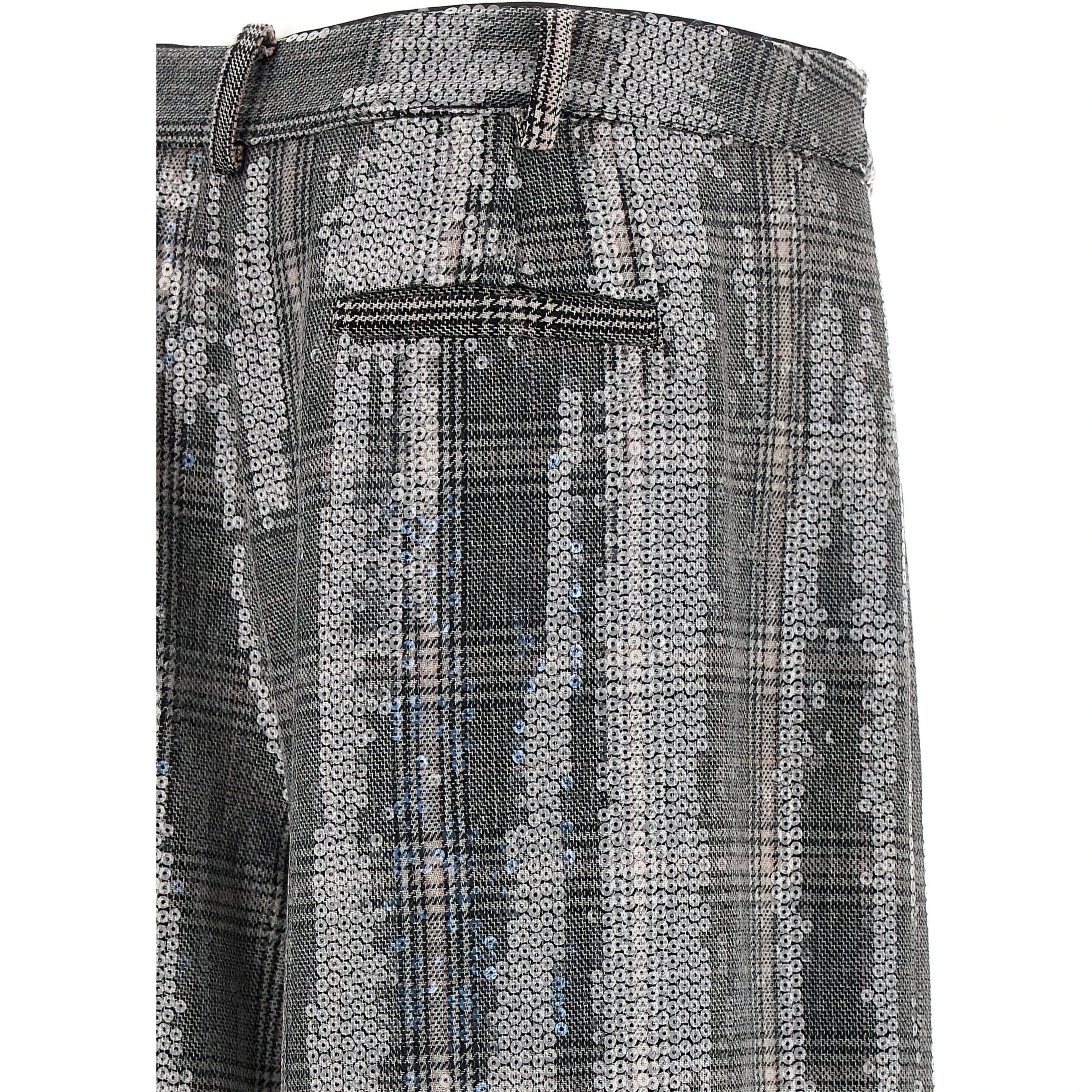 Gray Polyester Casual Pants