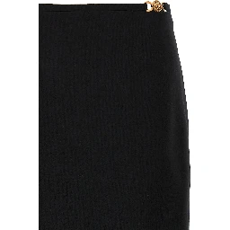 Black Virgin Wool Midi Skirt
