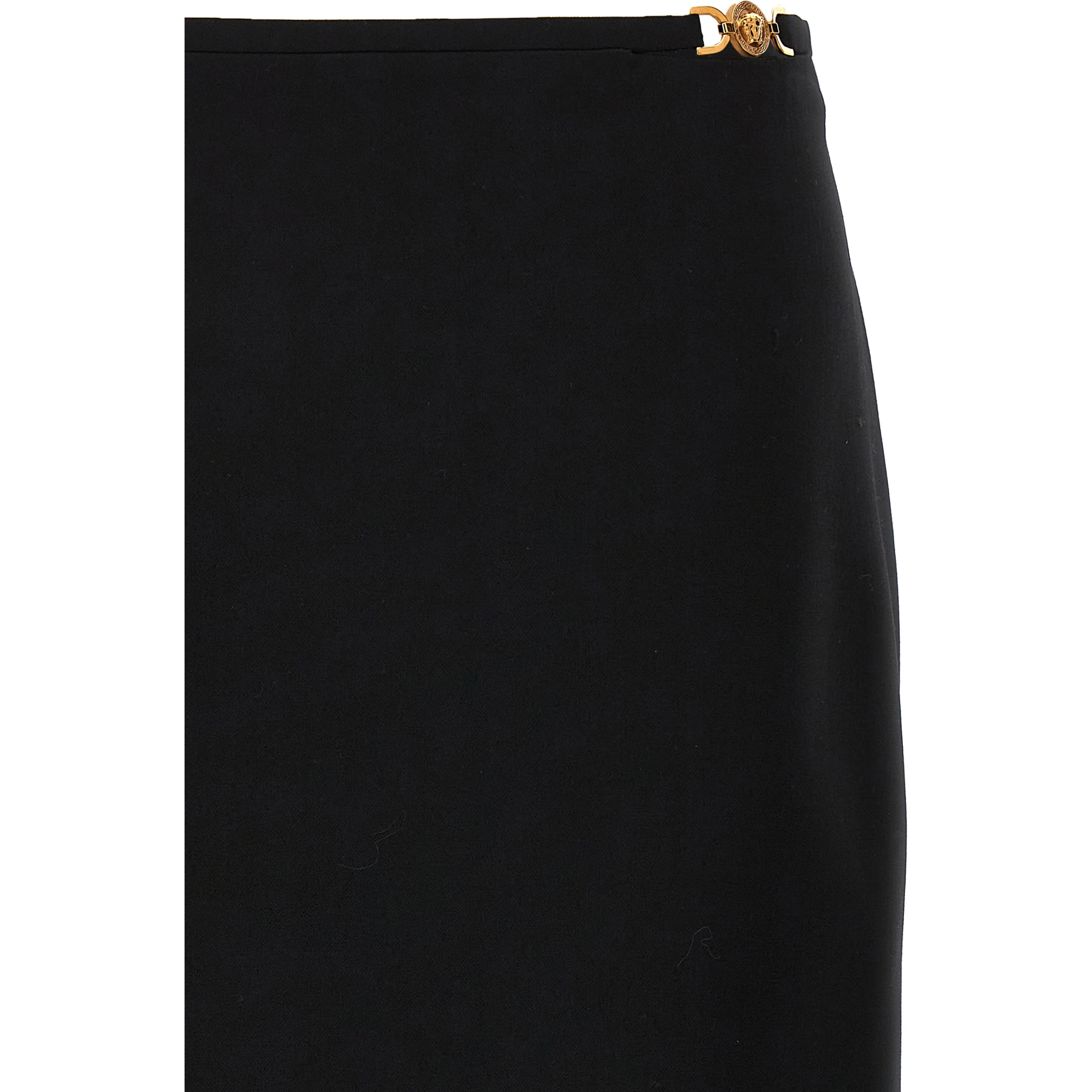 Black Virgin Wool Midi Skirt