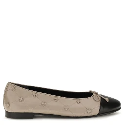 Beige Calf Leather Bos Taurus Ballet Flats