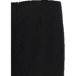 Black Virgin Wool Midi Skirt