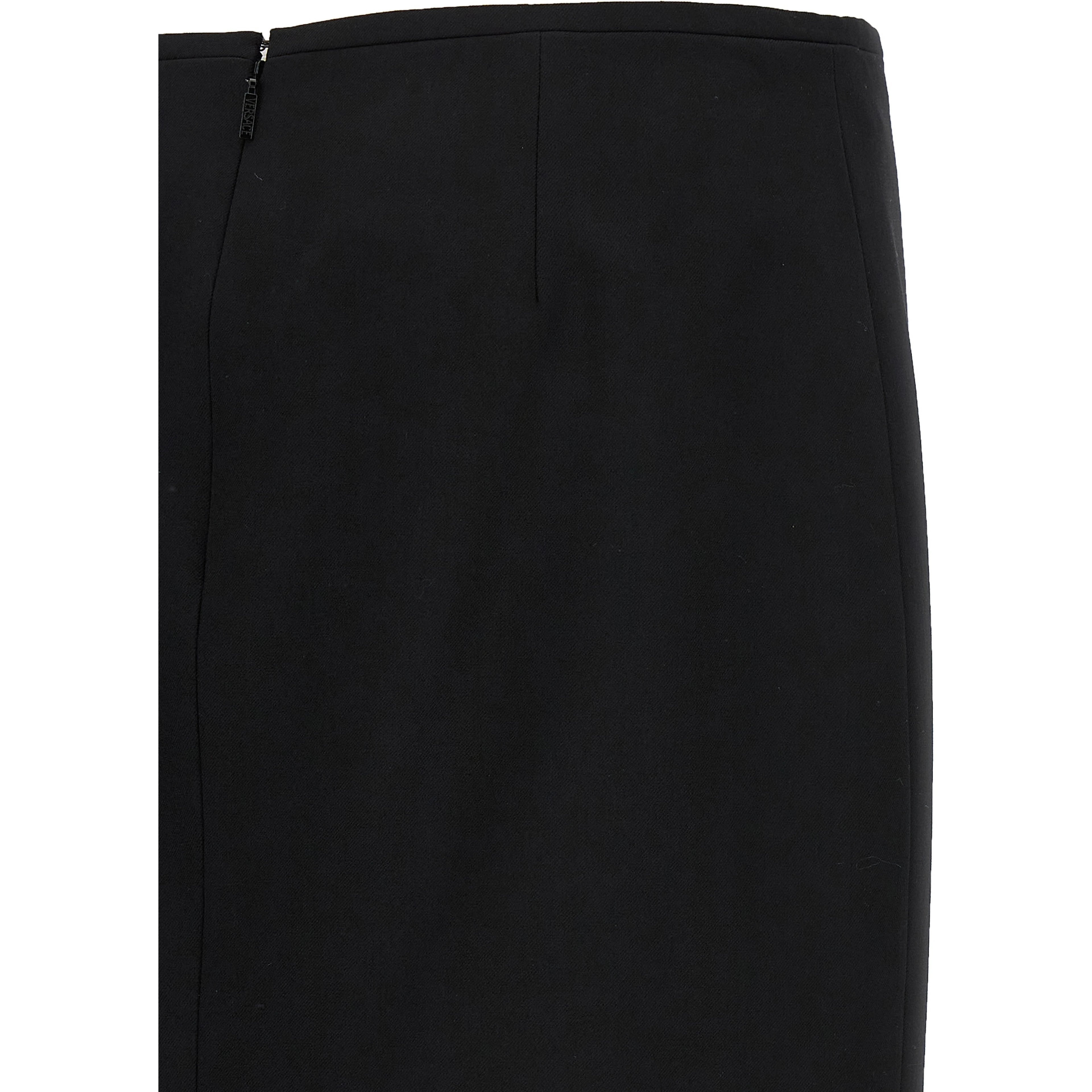 Black Virgin Wool Midi Skirt